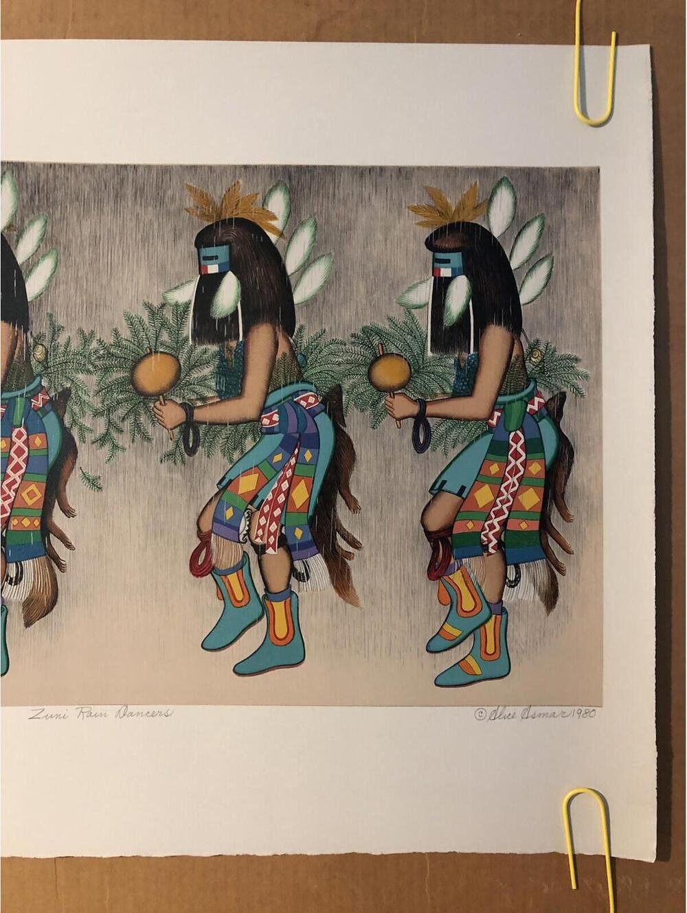 Rain Dancer Original Vintage Native American Poster Colorful Birds 1980's - Picture 4 of 11